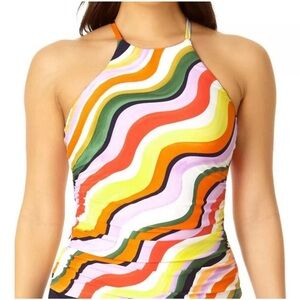 Anne Cole Colorful Striped Tankini swimsuit top size medium small